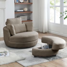 39"W Oversized Swivel Chair with moon storage ottoman for Living Room