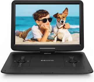 17.9" Portable DVD Player with 15.6" HD Swivel Screen, Support Multiple DVD CD Formats/USB/SD Card/Sync TV, 6 Hours Rechargeable Battery, Car Charger