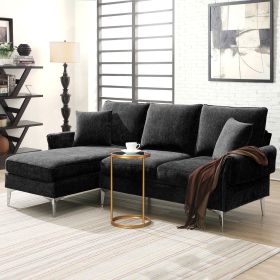 [VIDEO provided] [New]84 " Convertible Sectional Sofa, Modern Chenille L-Shaped Sofa Couch with Reversible Chaise Lounge, Fit for Living Room