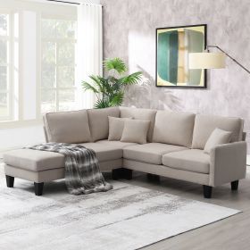 [VIDEO provided][New]90*88" Terrycloth Modern Sectional Sofa,5-Seat Practical Couch Set with Chaise Lounge