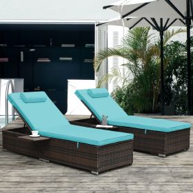 Outdoor Patio Chaise Lounge Chair,Lying in bed with PE Rattan and Steel Frame,PE Wickers