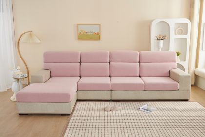 Four Seasons Universal Noble Consort Sofa Cover, High Quality Elastic Universal Cover, Sofa Hat, Non slip Sofa Seat Cushion Cover, Full Package (Color: Warm Bean Pink, size: Pillow cover 45 * 45cm)