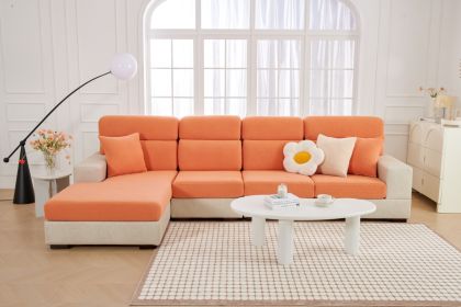 Four Seasons Universal Noble Consort Sofa Cover, High Quality Elastic Universal Cover, Sofa Hat, Non slip Sofa Seat Cushion Cover, Full Package (Color: Warm Bean Orange, size: S)