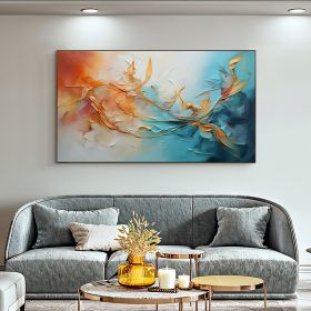 Hand Painted Oil Painting Original Framed Colorful Oil Painting On Canvas Large Wall Art Abstract Flowers Painting Custom Painting Living room Wall Ar (Style: 01, size: 75x150cm)