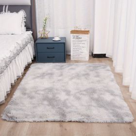 1pc, High Pile Tie-Dyed Shaggy Rug for Living Room and Bedroom - Fire Retardant, Machine Washable, Anti-Skid, Faux Fur (Color: Tie-dye Grey, size: 31.5*62.99inch)