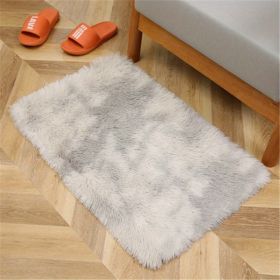 1pc, High Pile Tie-Dyed Shaggy Rug for Living Room and Bedroom - Fire Retardant, Machine Washable, Anti-Skid, Faux Fur (Color: Tie-dye Grey, size: 15.75*23.62inch)