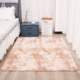 1pc, High Pile Tie-Dyed Shaggy Rug for Living Room and Bedroom - Fire Retardant, Machine Washable, Anti-Skid, Faux Fur (Color: Tie-dye Beige, size: 47.24*78.74inch)