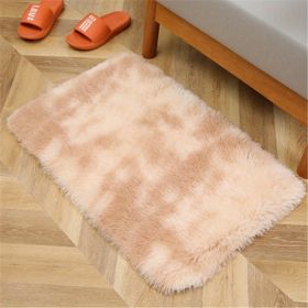 1pc, High Pile Tie-Dyed Shaggy Rug for Living Room and Bedroom - Fire Retardant, Machine Washable, Anti-Skid, Faux Fur (Color: Tie-dye Beige, size: 15.75*23.62inch)