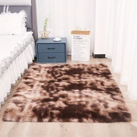 1pc, High Pile Tie-Dyed Shaggy Rug for Living Room and Bedroom - Fire Retardant, Machine Washable, Anti-Skid, Faux Fur (Color: Tie-dye Brown, size: 47.24*62.99inch)