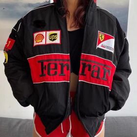 F1 Racing Jacket Vintage White Nascar Retro Bomber - F1 Jacket Formula 1 Vintage Jacket - Unisex Y2k Jacket Streetwear (Color: Black, size: M)