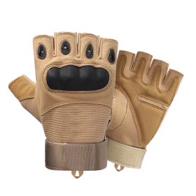 Half Finger Men's Gloves Outdoor Military Tactical Gloves Sports Shooting Hunting Airsoft Motorcycle Cycling Gloves (Color: Khaki, size: M)