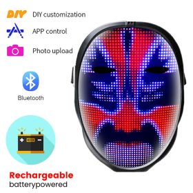 Bluetooth RGB Light Up LED Mask Face-Changing Glowing Mask App Control Mask Halloween Festival Carnival Party Childen Decor Gift (Color: Adult Mask, Ships From: China)