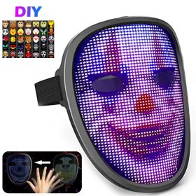 Bluetooth RGB Light Up LED Mask Face-Changing Glowing Mask App Control Mask Halloween Festival Carnival Party Childen Decor Gift (Color: Kids Mask, Ships From: China)