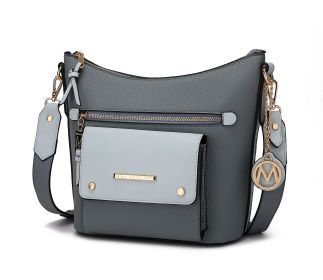 Serenity Color Block Vegan Leather Women Crossbody Bag (Color: Denim-Light Blue, Material: Vegan Leather)