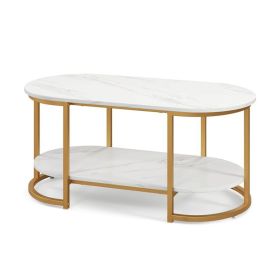 Living Room Coffee Table with Open Storage Shelf (Color: White, Type: Coffee Tables)