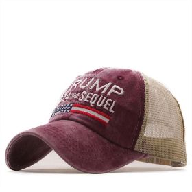 Trump 2024 American Presidential Hat Make America Great Again Hat Donald Trump Republican Hat Cap MAGA Embroidered Mesh Cap (Color: Red, size: 56-61cm Adjustable)