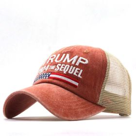 Trump 2024 American Presidential Hat Make America Great Again Hat Donald Trump Republican Hat Cap MAGA Embroidered Mesh Cap (Color: Orange, size: 56-61cm Adjustable)