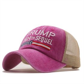 Trump 2024 American Presidential Hat Make America Great Again Hat Donald Trump Republican Hat Cap MAGA Embroidered Mesh Cap (Color: Rose, size: 56-61cm Adjustable)