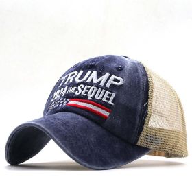 Trump 2024 American Presidential Hat Make America Great Again Hat Donald Trump Republican Hat Cap MAGA Embroidered Mesh Cap (Color: Blue, size: 56-61cm Adjustable)