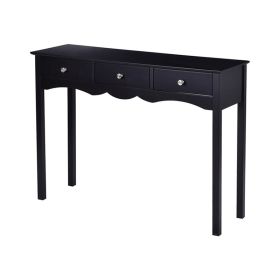 Console Table for Entryway with Storage Drawers for Living Room (Color: Black, Type: Side Table)