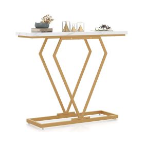 Console Table with Metal Frame for Living Room Hallway (Color: White & Gold, Type: Style A)