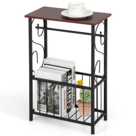 Living Room Bedroom Decor Mobile Sofa End Side Table (Color: Brown & Black, Type: Side Table)