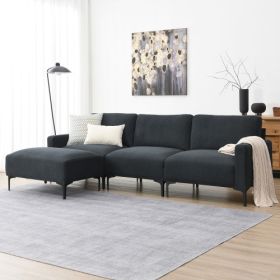 103.5*59" Modern L-shaped Sectional Sofa, 4-seat Velvet Fabric Couch Set with Convertible Ottoman,Freely Combinable Sofa for Living Room, Apartment (Color: Dark Gray)