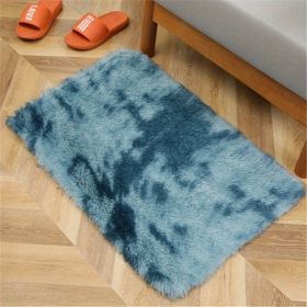 1pc, High Pile Tie-Dyed Shaggy Rug for Living Room and Bedroom - Fire Retardant, Machine Washable, Anti-Skid, Faux Fur (Color: Tie-dye Sapphire Blue, size: 15.75*23.62inch)